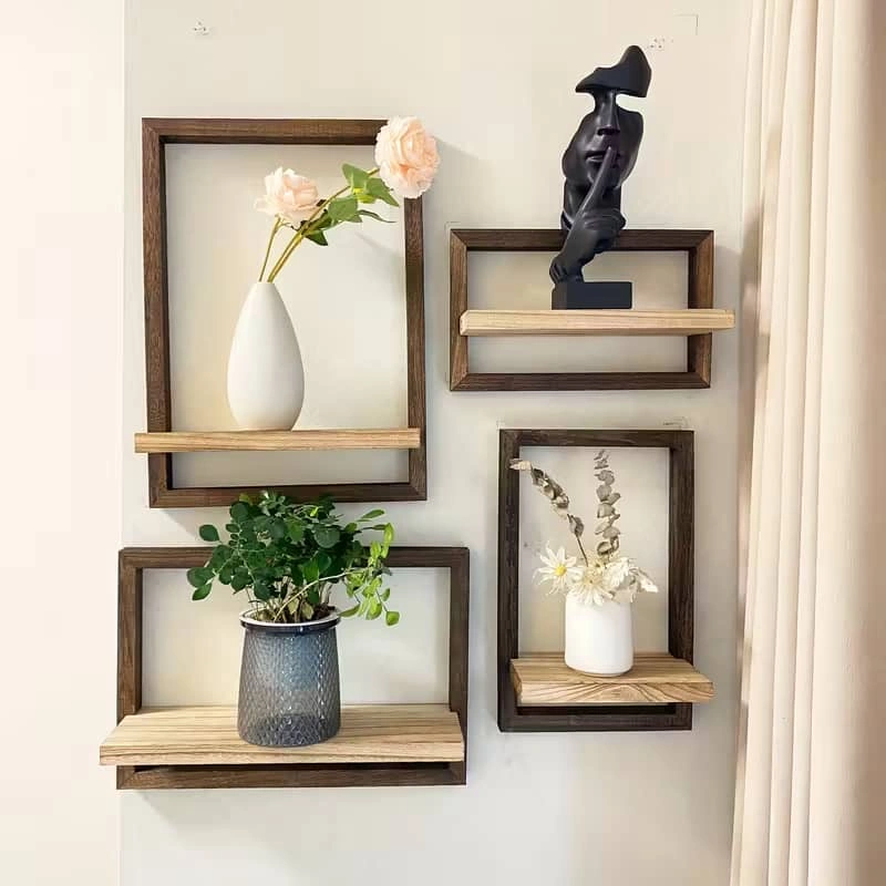 Etagère murale flottante en bois 4pcs
