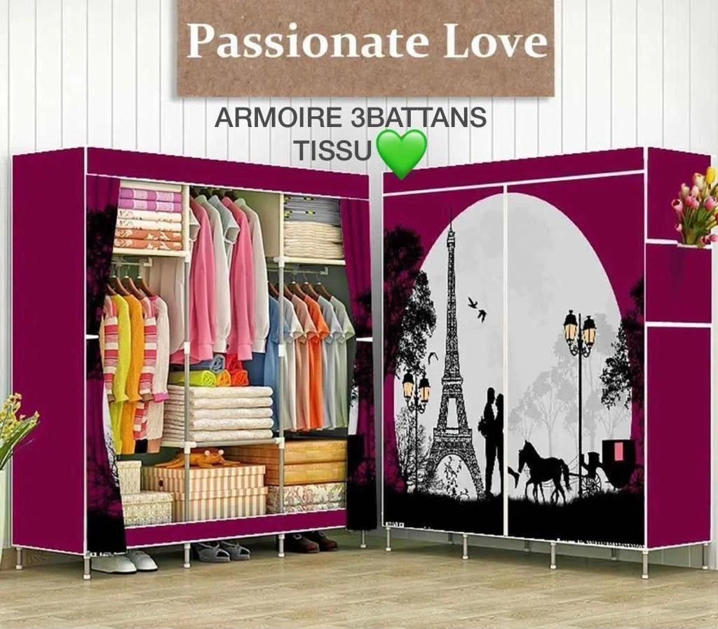 Armoire 3 battant tissu